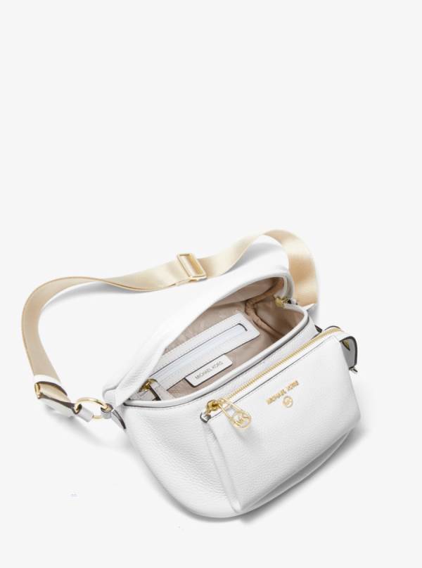Damske Crossbody Kabelka Michael Kors Slater Medium Pebbled Leather Sling Pack Biele - Kabelky Michael Kors Sleva | VPNJA-8236